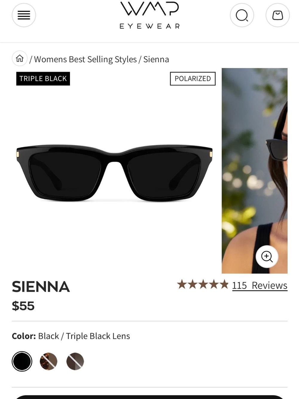 WMP Sienna Women's Sunglasses — Black